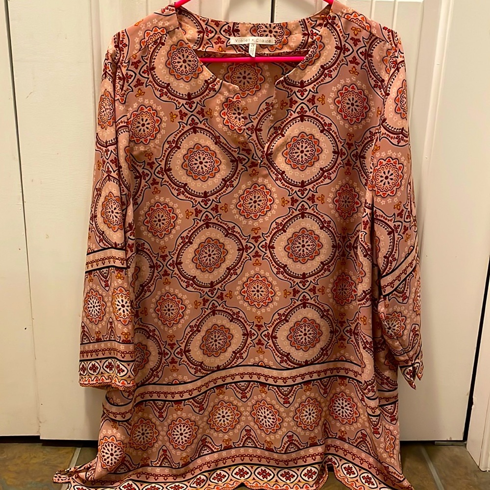 Violet & Claire 3/4 sleeve Pink Tunic size 2X